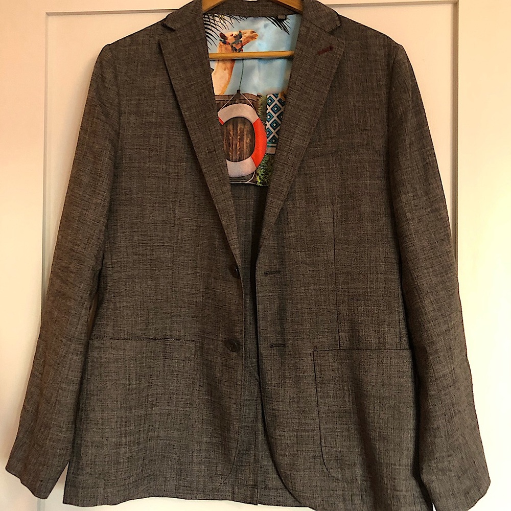 Ted Baker Gray Linen Suit Jacket